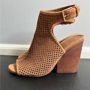 Tory Burch Suede Sling Back Block Heel Sandal